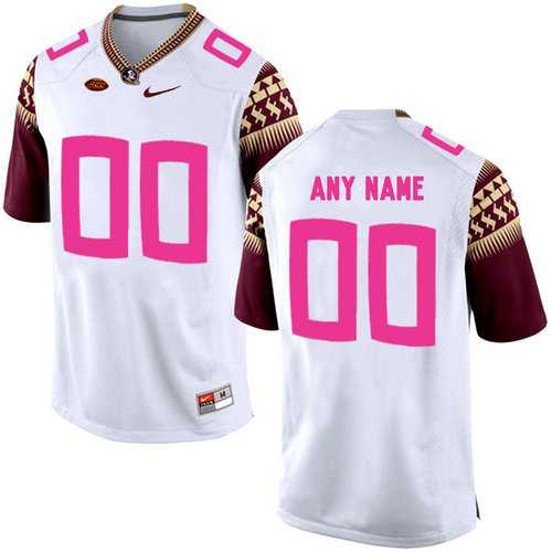 Mens Florida State Seminoles White Customized 2018 Breast Cancer Awareness College